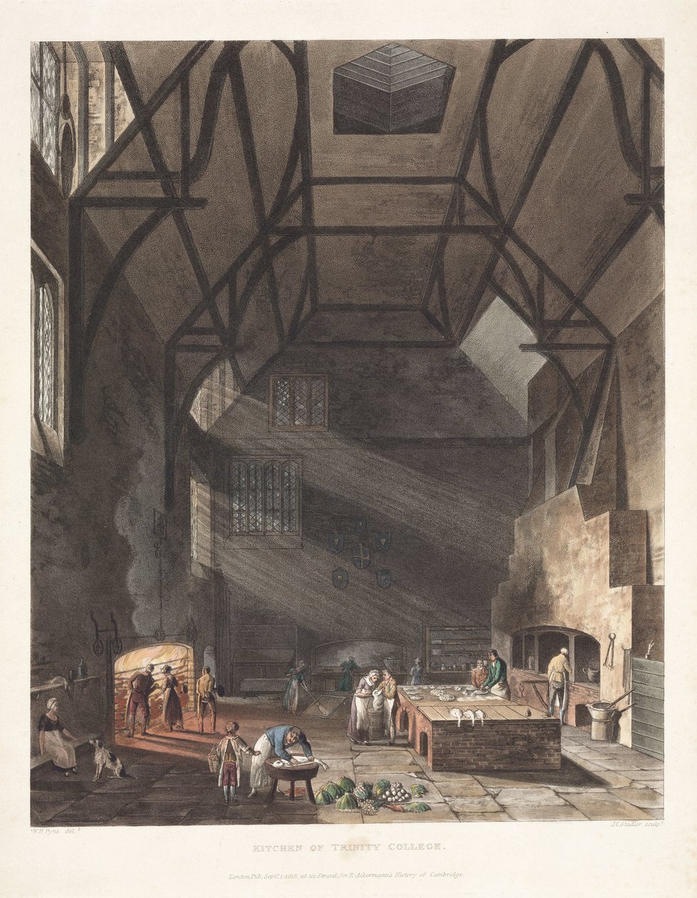 „Kitchen of Trinity College”, Cambridge, 19. század eleje alkotó: John Pardon
