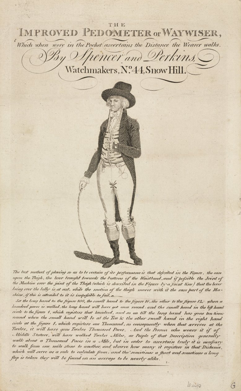 A továbbfejlesztett lépésszámláló vagy útjelző, c 18. század alkotó: John Pardon