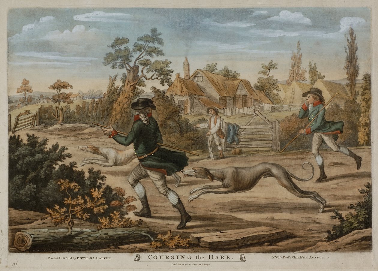 Coursing the Hare, a Bowles & Carver számára nyomtatva, 1796-ban (mezzotint) alkotó: Richard (after) Dighton