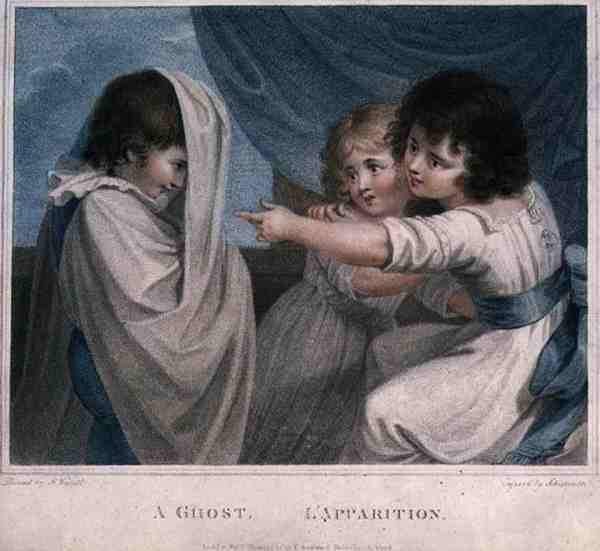 Egy szellem, vésette Luigi Schiavonetti (1765-1810), kocsma. írta: T. Simpson alkotó: Richard (after) Westall