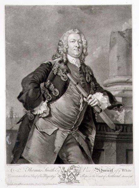 Thomas Smith admirális (megh. 1762), a Fehér-tenger altengernagyának portréja, metszette John Faber (1684-1756) 1746 (metszet) alkotó: Richard (after) Wilson