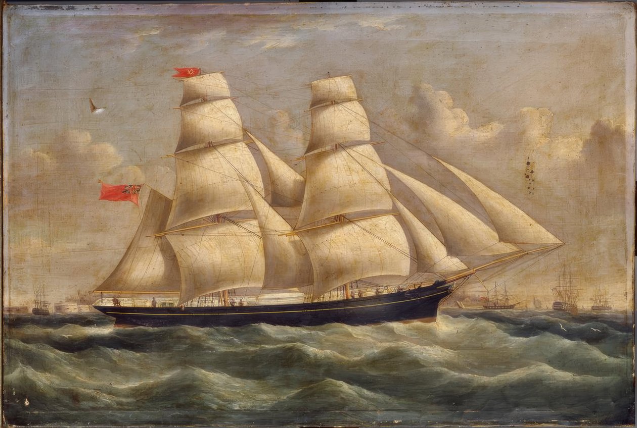 Brigantine Portsmouthnál alkotó: Richard B. Spencer