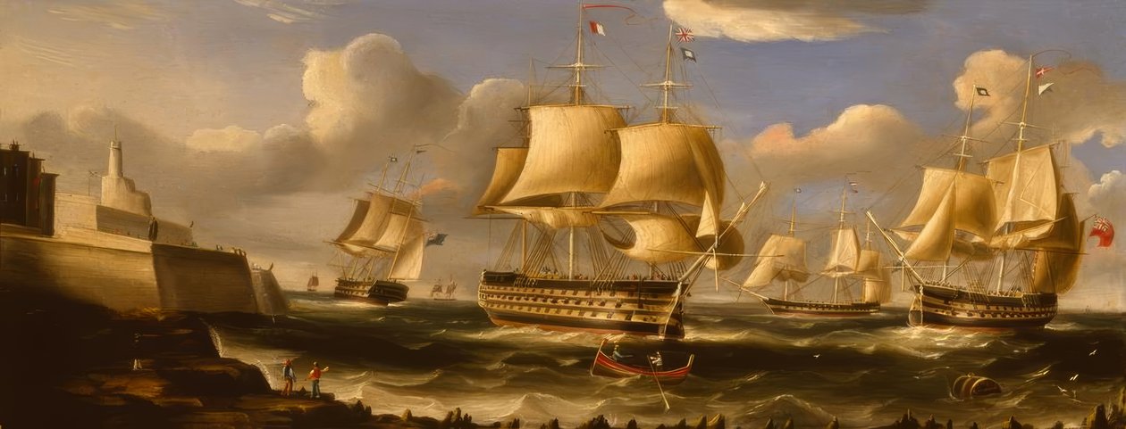 H.M.S. Queen in Valetta / R.B. Spencer festménye, 1848 alkotó: Richard B. Spencer