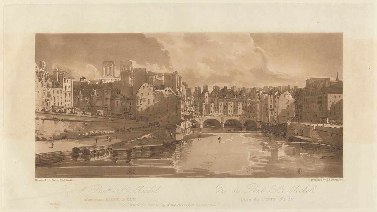 A Pont St. Michael látképe, a Pont Neufról, 1803 alkotó: Richard Banks Harraden
