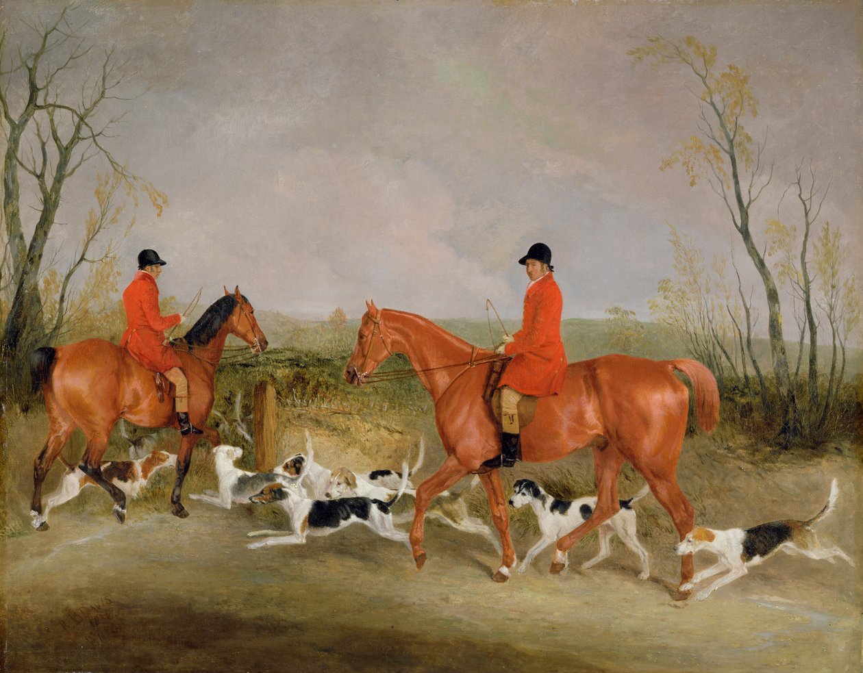 George Mountford, Huntsman to the Quorn és W. Derry, Whipper-In, John O