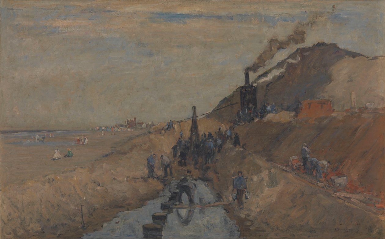 Gátépítés Knokke strandján alkotó: Richard Baseleer