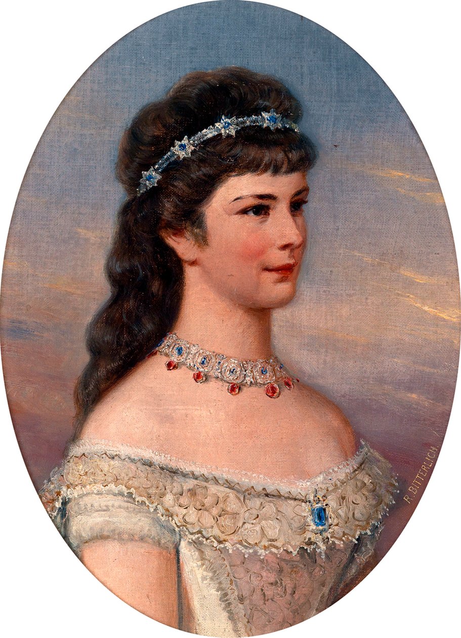 ""Wittelsbachi Erzsébet (1837-1898) (sissi vagy sisi), osztrák császárnő (1854-1898) és magyar királynő (1867-1898) portréja"" Richard Bitterlich (1862-1940) festménye Magángyűjtemény alkotó: Richard Bitterlich