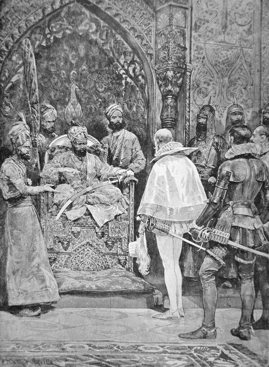 Az angol nagykövet Indiában 1615-ben (litho) alkotó: Richard Caton II (after) Woodville