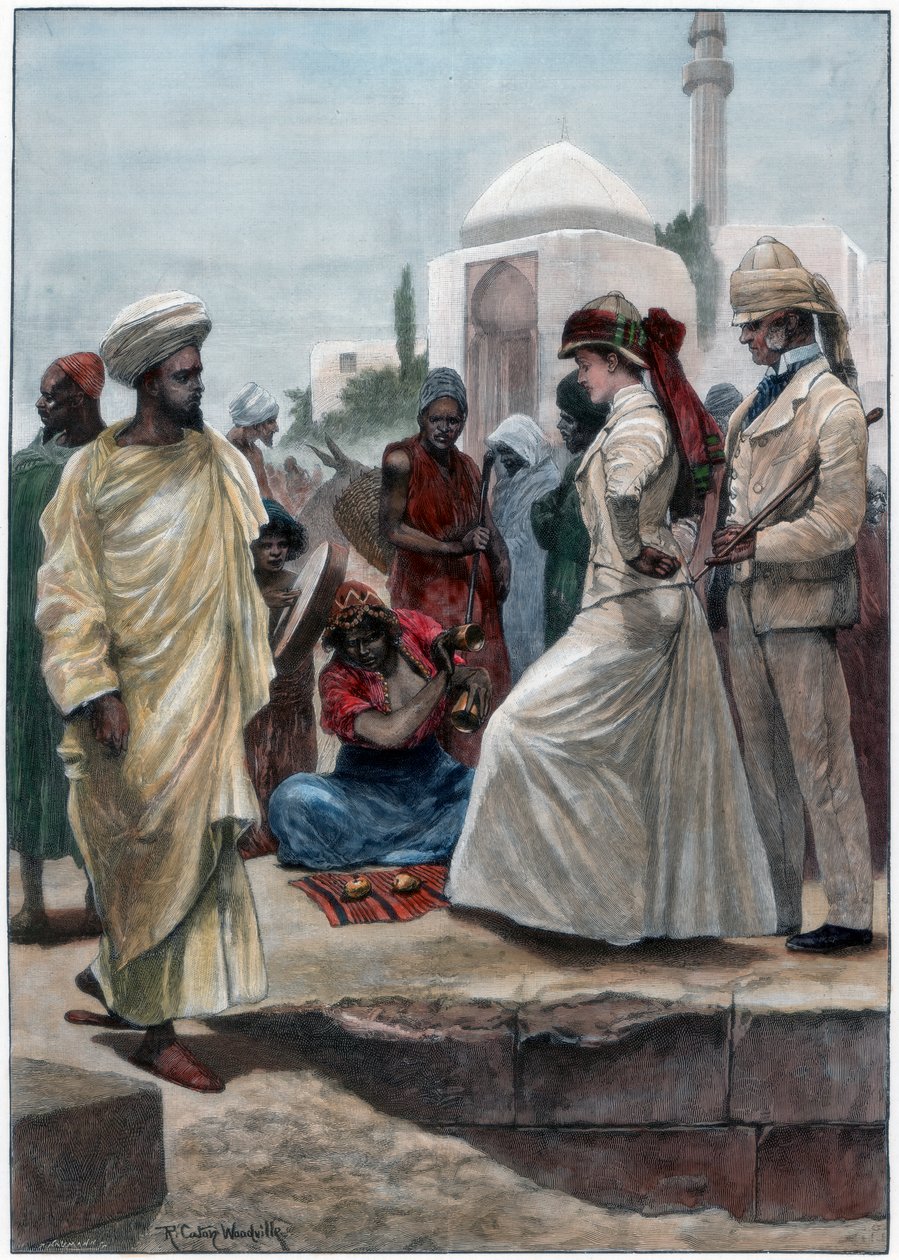 Egy utcai varázsló Algírban, 1895. alkotó: Richard Caton II Woodville