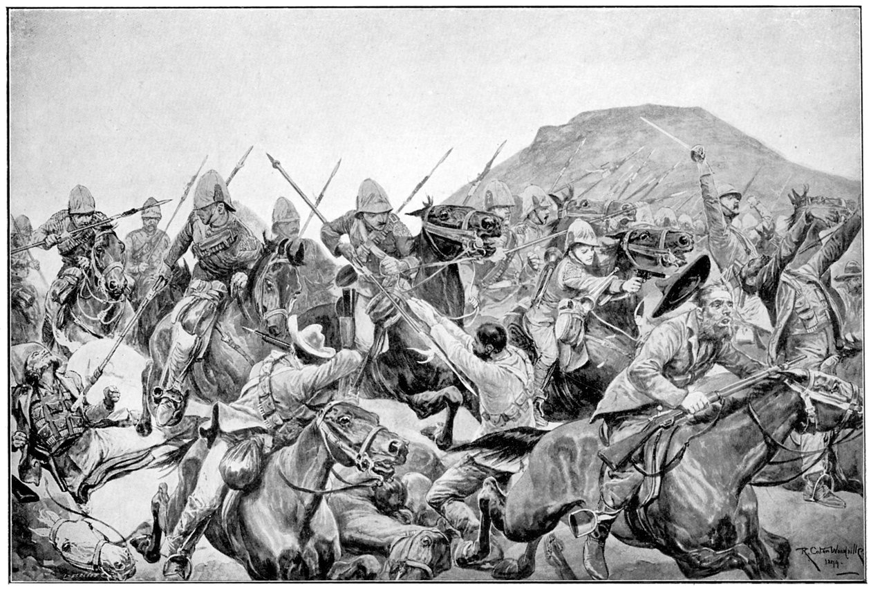 Az 5. Lancers rohama Elandslaagte-ban, 2. búr háború, 1899. november 21. alkotó: Richard Caton II Woodville