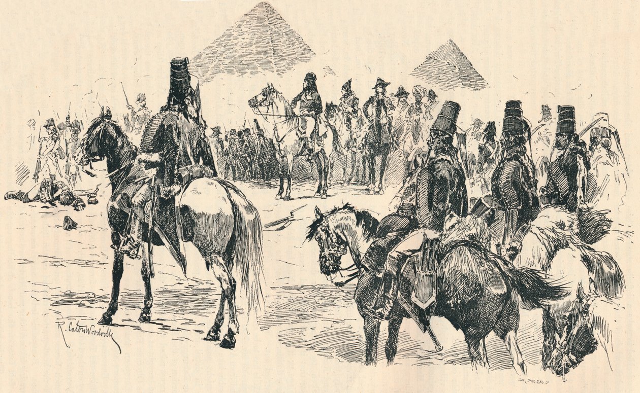 Napóleon Buonaparte a piramisok csatájában, 1798, 1884 alkotó: Richard Caton II Woodville
