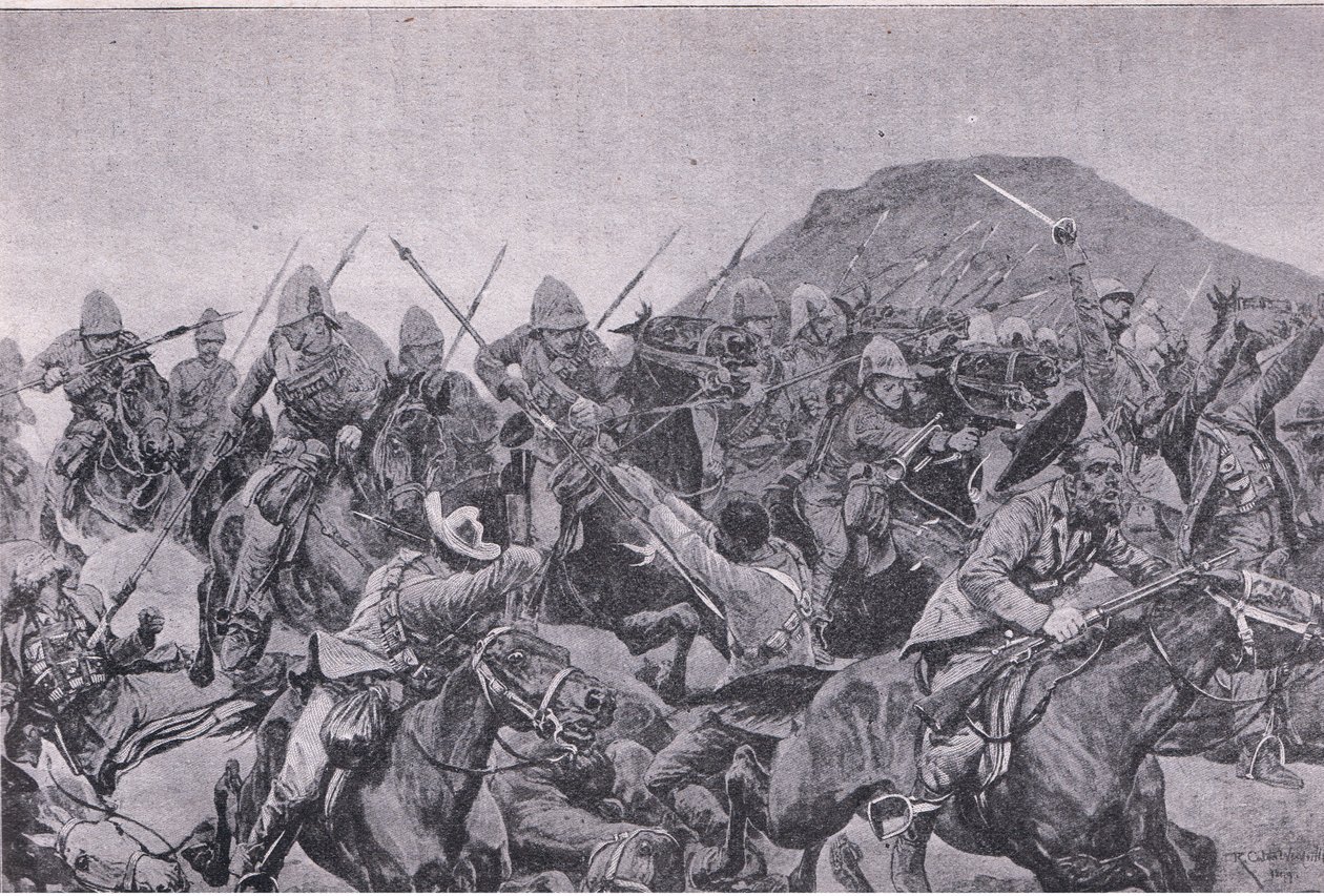 Az Elandslaagte-i csata: a lovassági roham (litho) alkotó: Richard Caton II Woodville