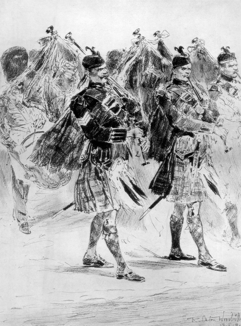 A pipák jajgatására, A felvidéki katonák siránkozása, 1910. alkotó: Richard Caton II Woodville
