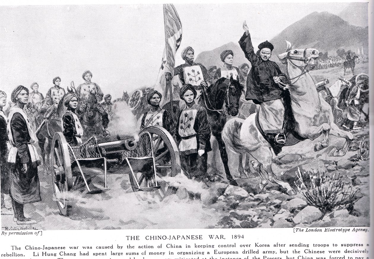 Az első kínai-japán háború, illusztráció a „Hutchinsons History of the Nations” című könyvéből, 1910 körül alkotó: Richard Caton Woodville