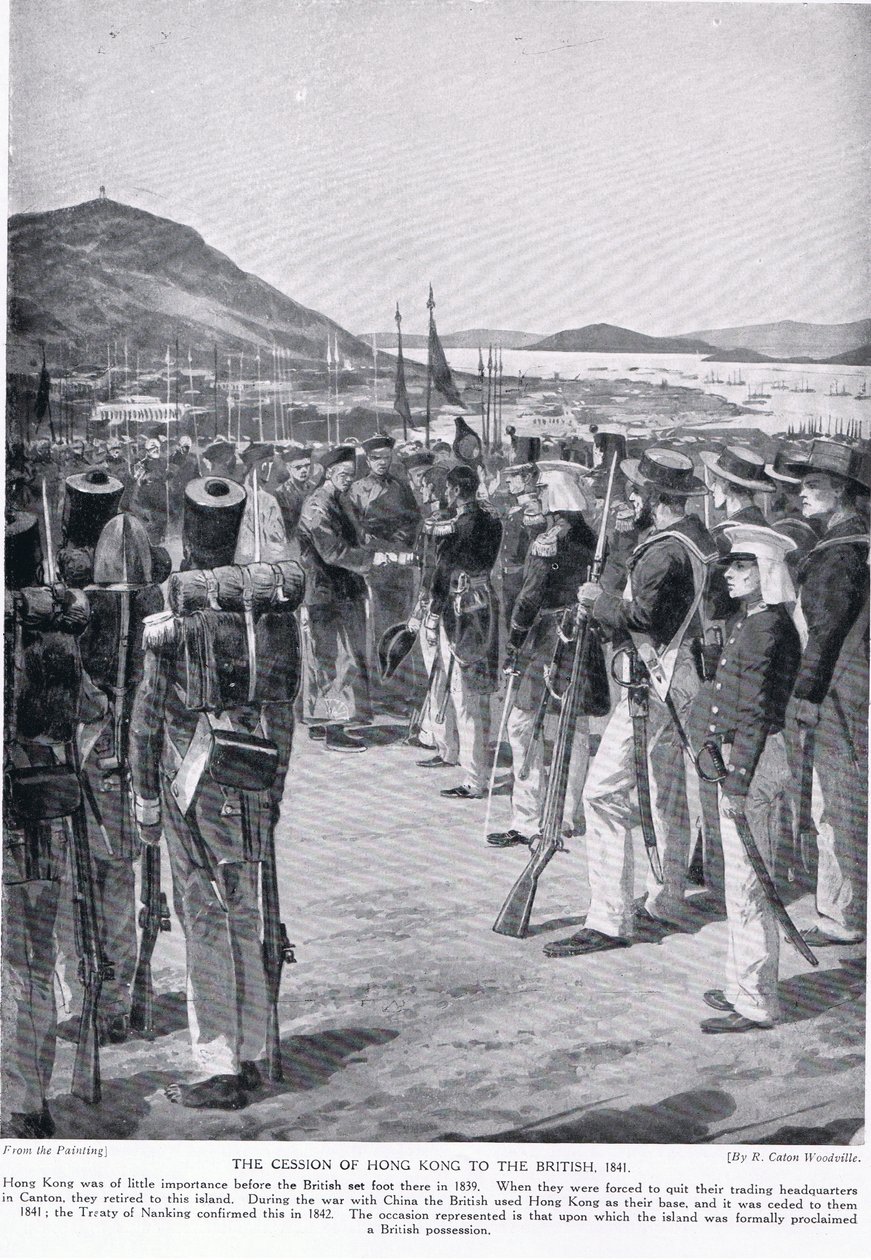 Hongkong átengedése a briteknek, 1841, illusztráció a "Hutchinson