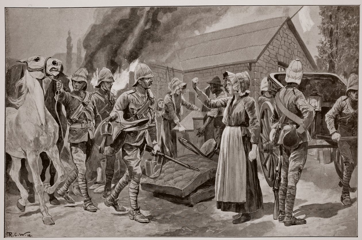 Egy áruló polgár farmjának felgyújtása Melton Prior (1845-1910) vázlata alapján alkotó: Richard Caton Woodville junior