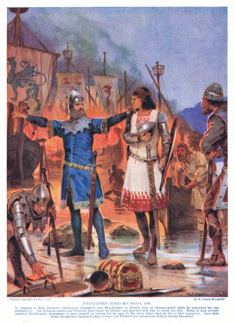 Fitz-Stephen felégeti a hajóit AD1169, 1920-as évek alkotó: Richard Caton Woodville junior