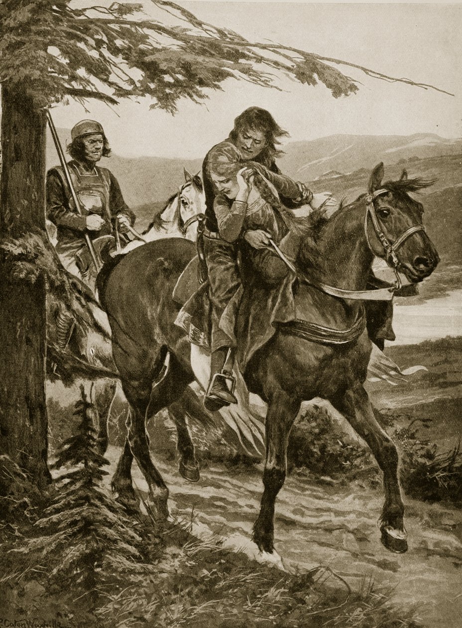 Dermot király Devorgilt hord, illusztráció a „Hutchinson története a brit nemzetről”, 1920 körül alkotó: Richard Caton Woodville junior