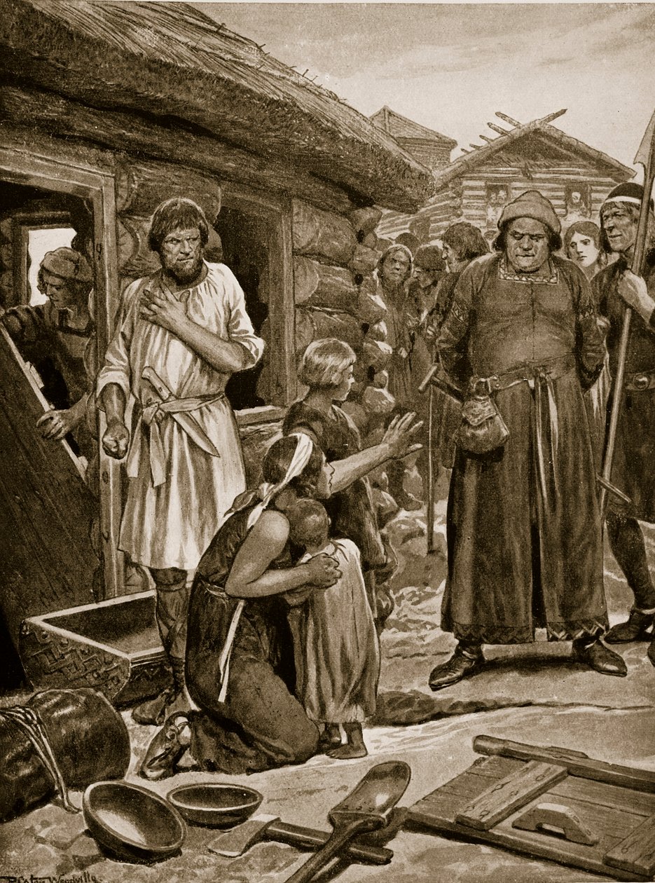 A túladóztatott alattvalók kiűzetnek a házaikból, illusztráció a "Hutchinson