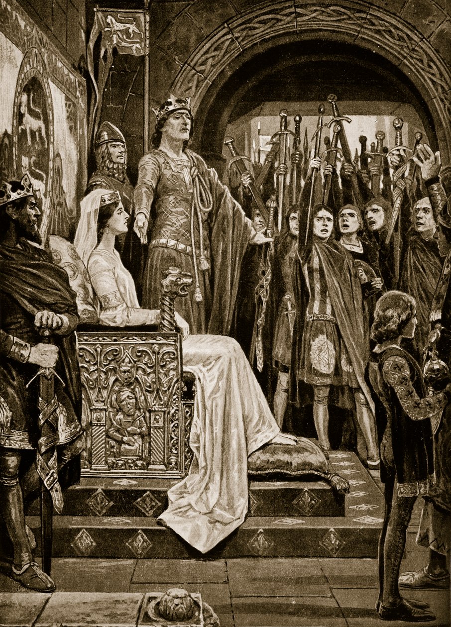 The Assembly at Windsor, 1126, illusztráció a Hutchinson történetéből a brit nemzetről, 1923 körül alkotó: Richard Caton Woodville junior