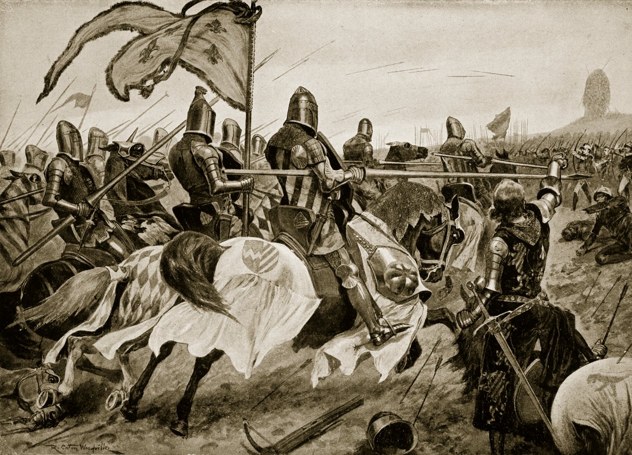 A crecy-i csata, 1346. augusztus 26., illusztráció a „Hutchinson