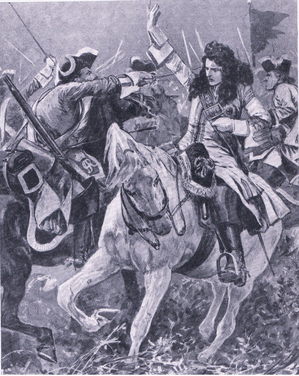A malplaqueti csata, 1709. szeptember 11., illusztráció a brit csaták szárazföldön és tengeren című filmből, 1915 alkotó: Richard Caton Woodville junior