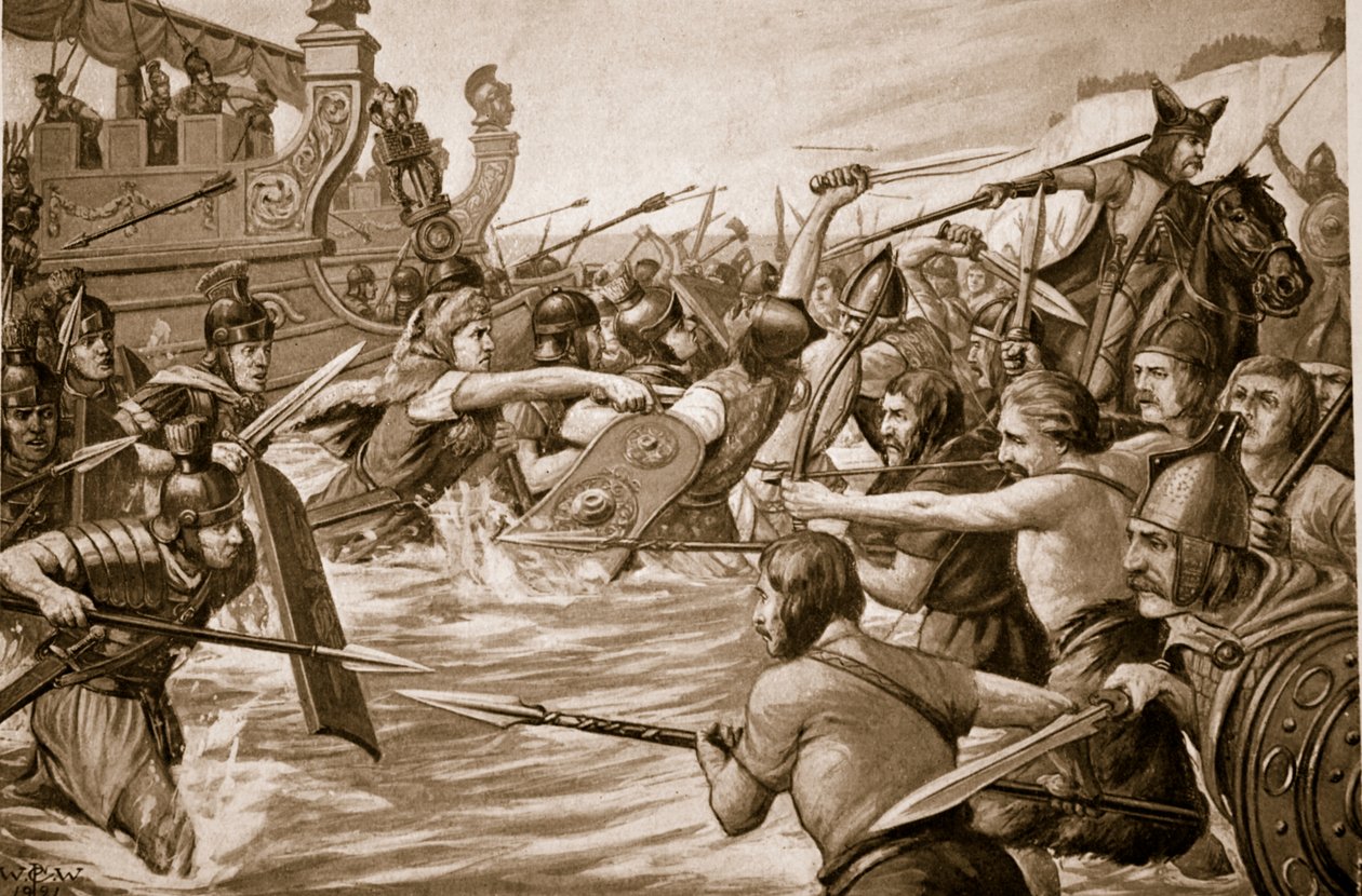 Julius Caesar partraszállása, illusztráció a 