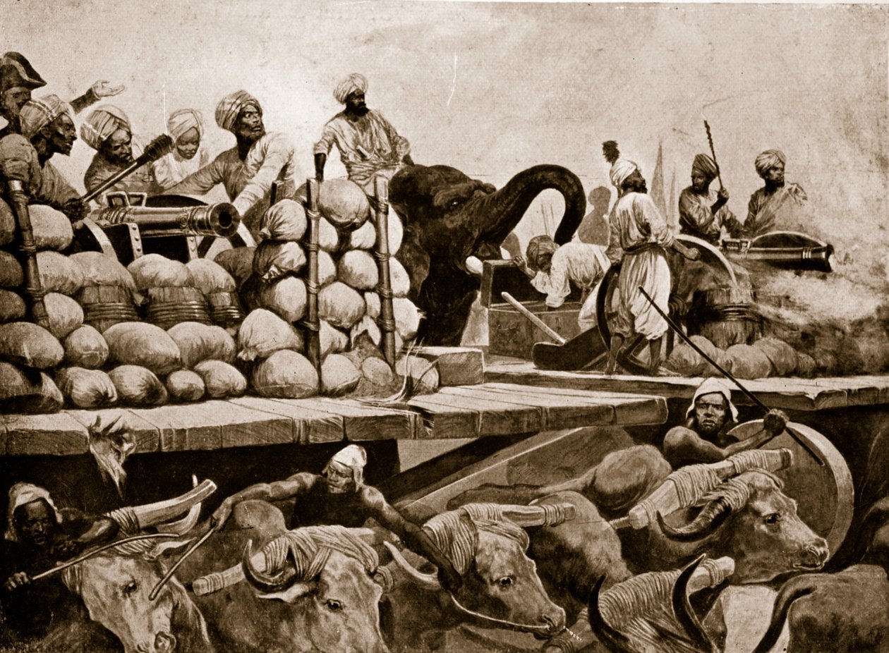 A nawab tüzérsége Plassey-nél, illusztráció a "Hutchinson