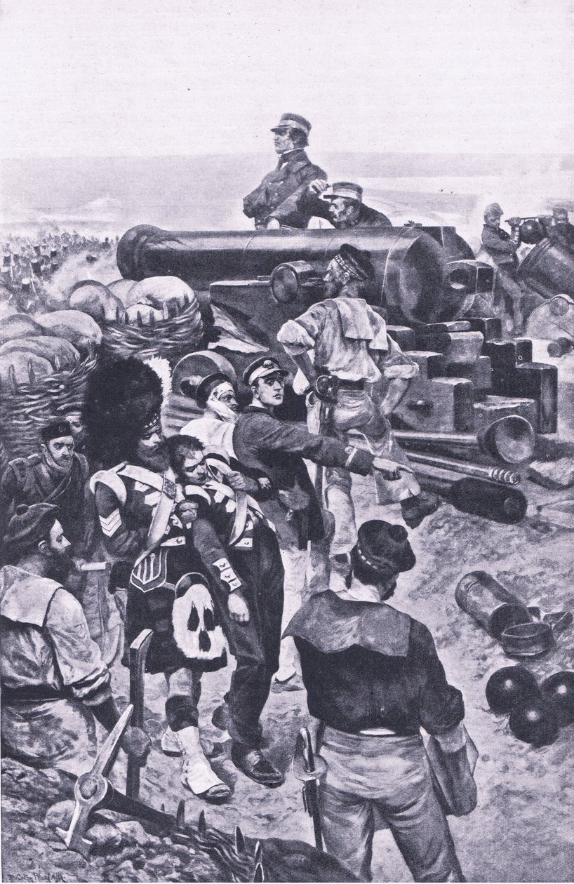 A Szevasztopol elleni támadás, 1855, illusztráció a brit szárazföldi és tengeri csatákból, 1915 alkotó: Richard Caton Woodville junior