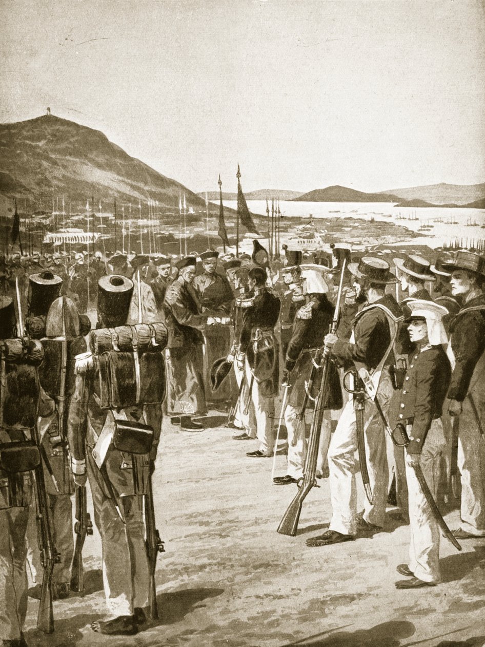 Hongkong átengedése a briteknek, 1841, illusztráció a "Hutchinson