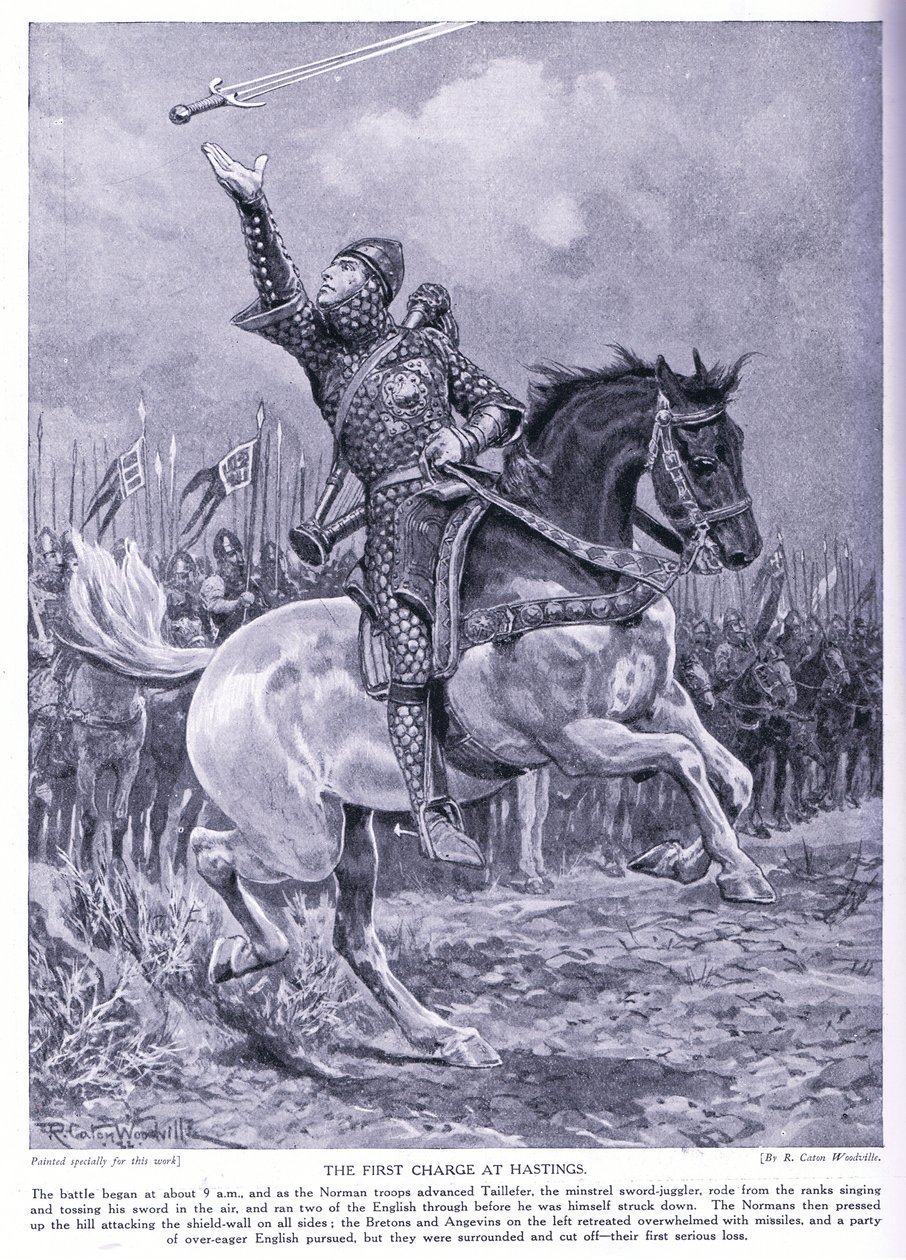Az első töltés Hastingsben, 1920-as években alkotó: Richard Caton Woodville junior