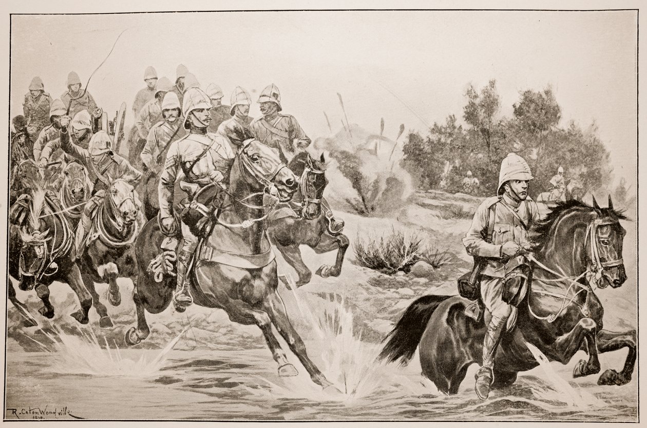 A nagy előrelépés: Királyi Lovastüzérség (lovas hadosztály) átkelés a Vaalon alkotó: Richard Caton Woodville junior