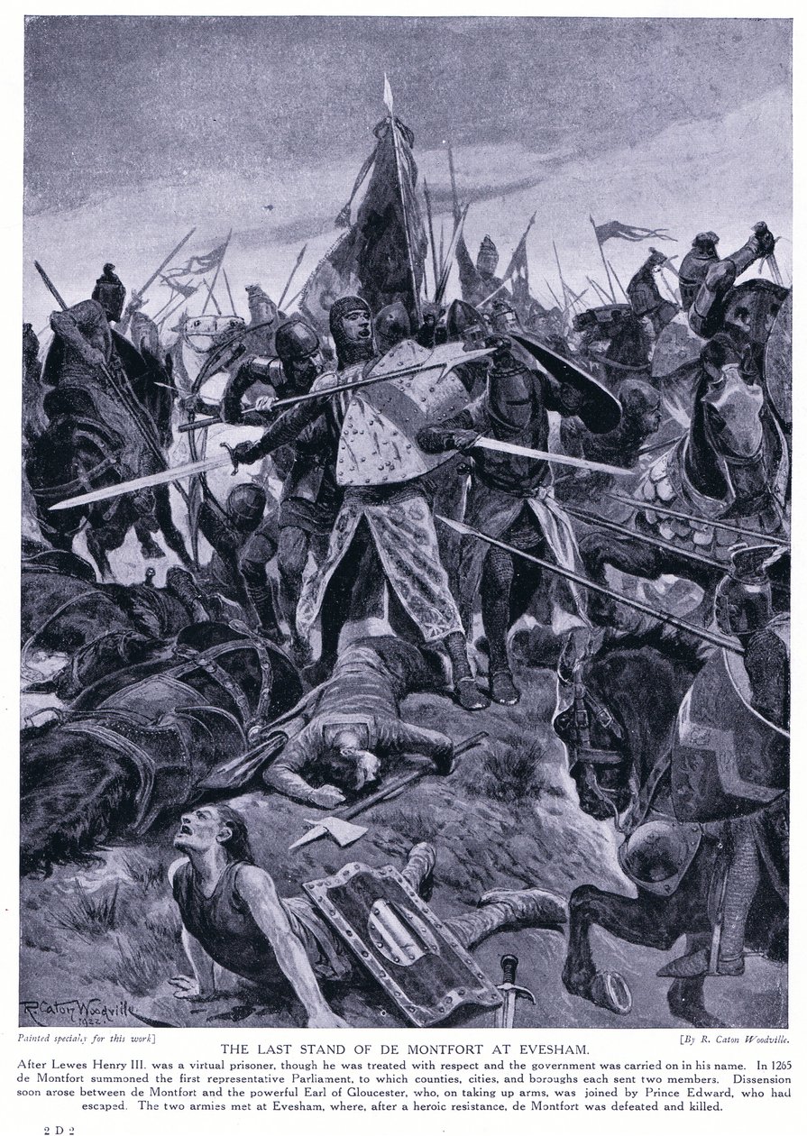 Montford utolsó állása Eveshamben AD1265, 1920-as évek alkotó: Richard Caton Woodville junior