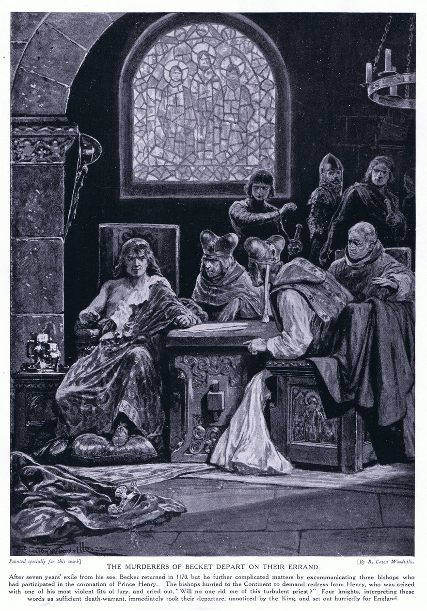 Becket meggyilkolása megbízatásukra indul, az 1920-as években alkotó: Richard Caton Woodville junior