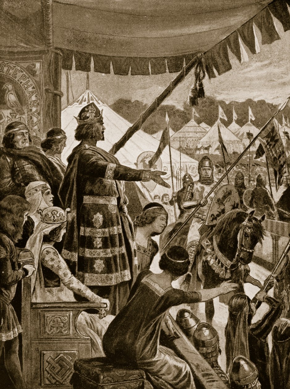 A győzelem díja, illusztráció a Hutchinson története a brit nemzetről című művéből, 1920 körül alkotó: Richard Caton Woodville junior