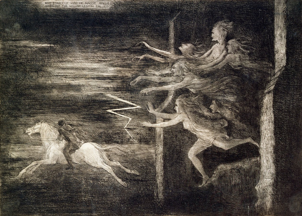 „És alig gyűlt össze Maggie, amikor kitámadt a pokoli légió”, XIX. alkotó: Richard Cockle Lucas