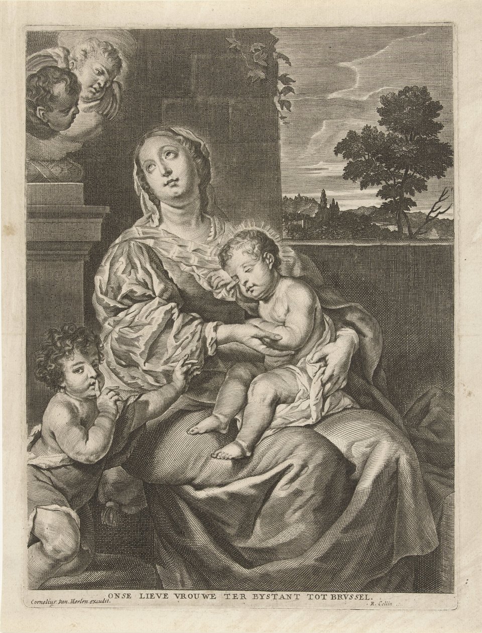 Madonna alvó gyermekkel és Keresztelő Jánossal Bystanti Szűzanya Brvsselbe (cím a tárgyon) alkotó: Richard Collin