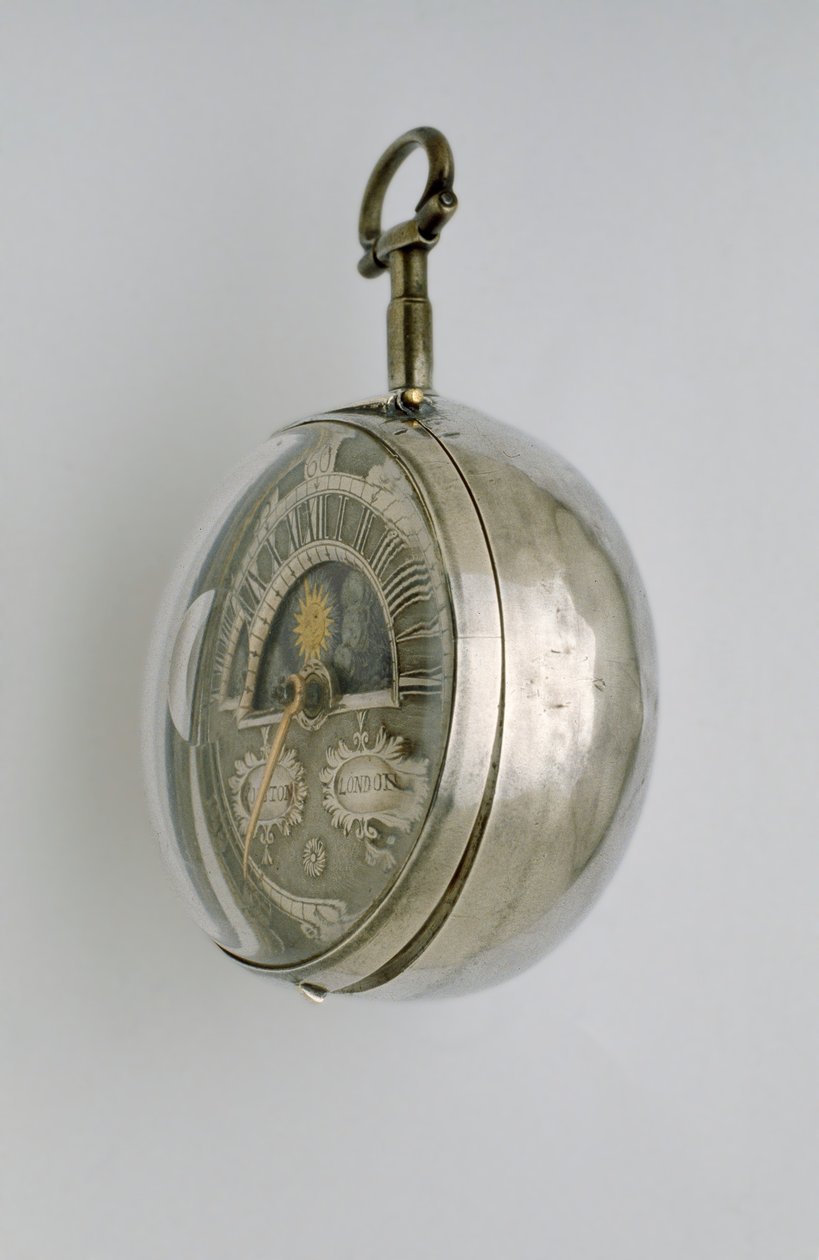Oldalnézetben egy páros házas karóra, 1685 körül (ezüst) alkotó: Richard Colston