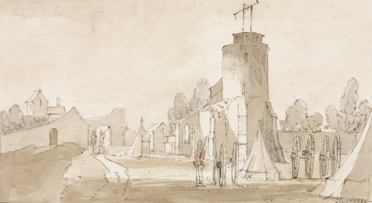 Mont St Jean, a waterlooi csata faluja, Brüsszeltől délre, 1815 alkotó: Richard Colt Hoare