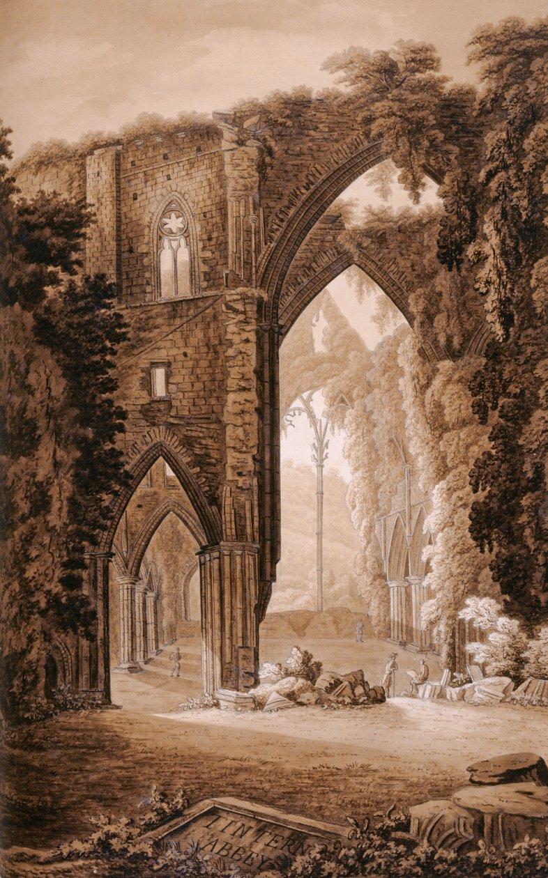 Tintern Abbey, William Coxe „Történelmi körútja Monmouthshire-n keresztül”, T. Cadell nyomta, 1801 (wc toll, tinta és grafit a papíron) alkotó: Richard Colt Hoare