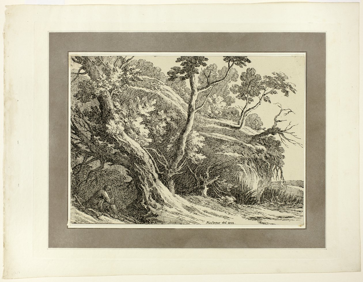 Tájkép nagy fákkal, a Specimens of Polyautography első számából alkotó: Richard Cooper II