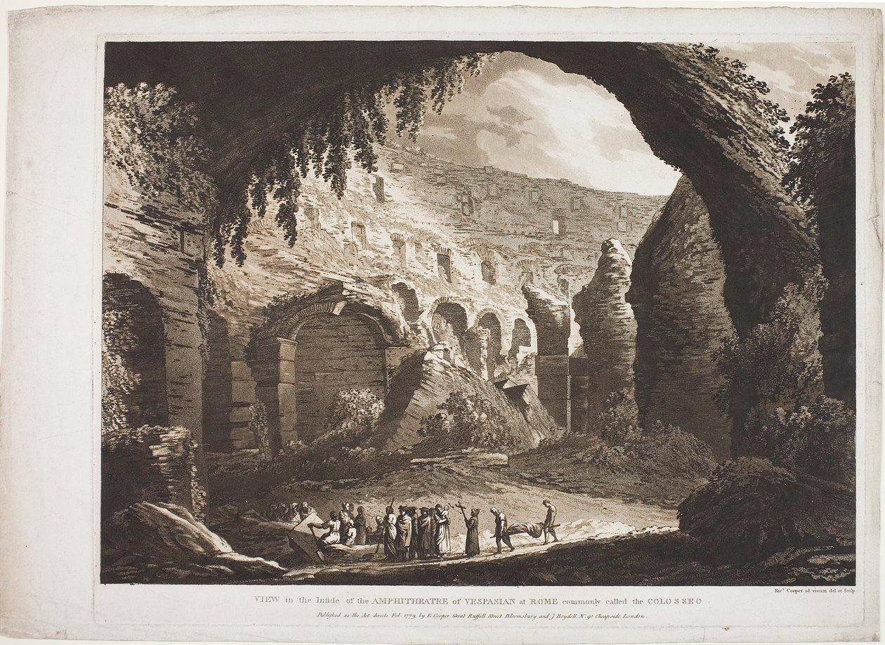 A római Vespasianus amfiteátrum (Colosseo) belsejének látképe alkotó: Richard Cooper II