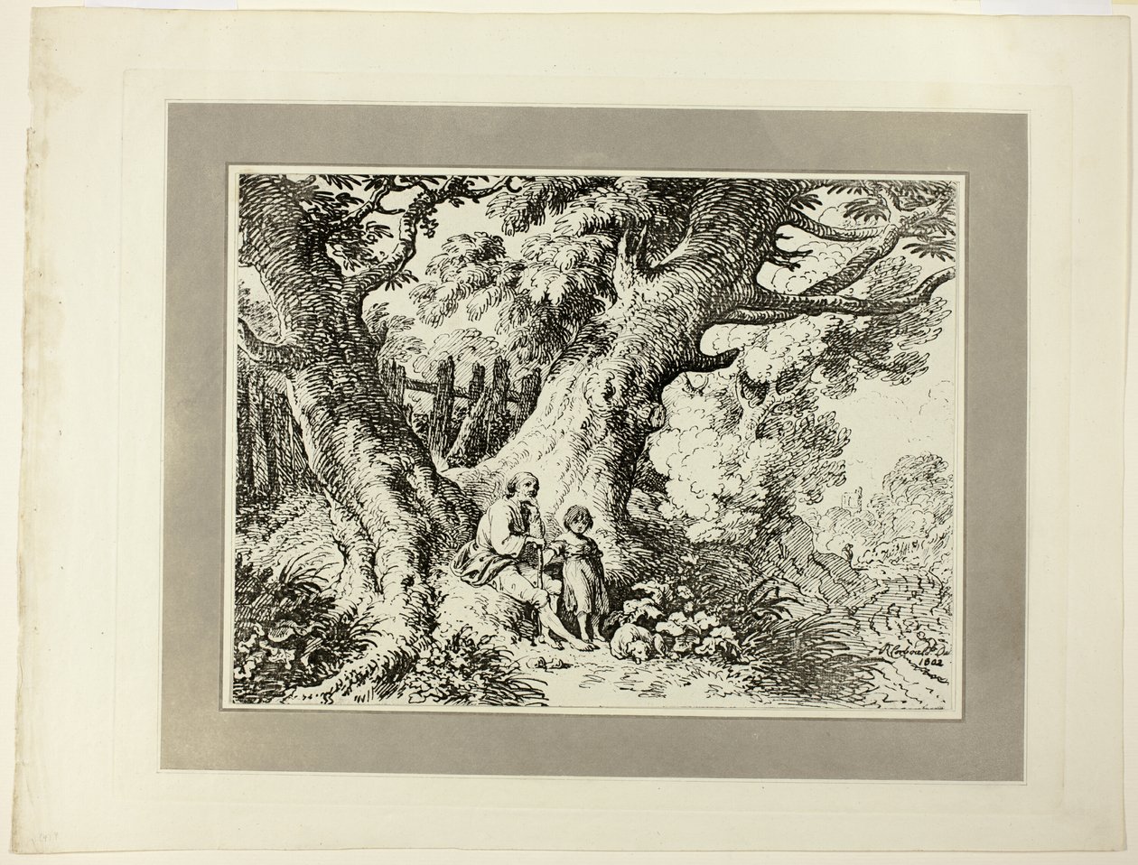 Öreg fák öregemberrel, lánnyal és kutyával, a Specimens of Polyautoography első számából alkotó: Richard Corbould