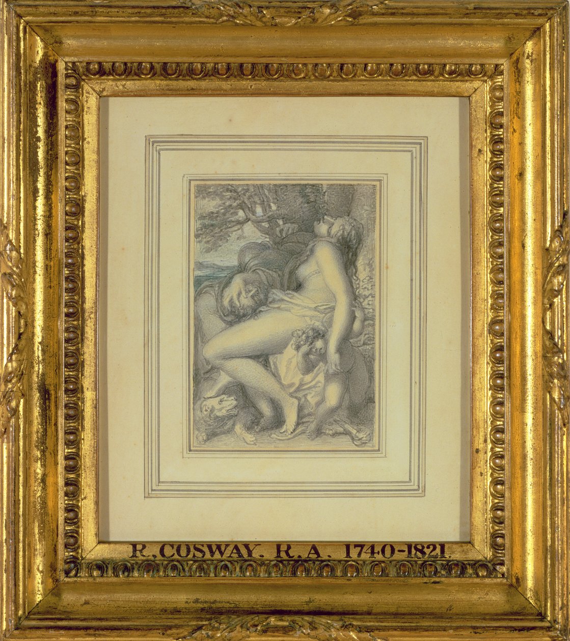 A Mars a Vénusz ölében pihen, 1805-1815 körül (wc ceruza fölött, papíron) alkotó: Richard Cosway