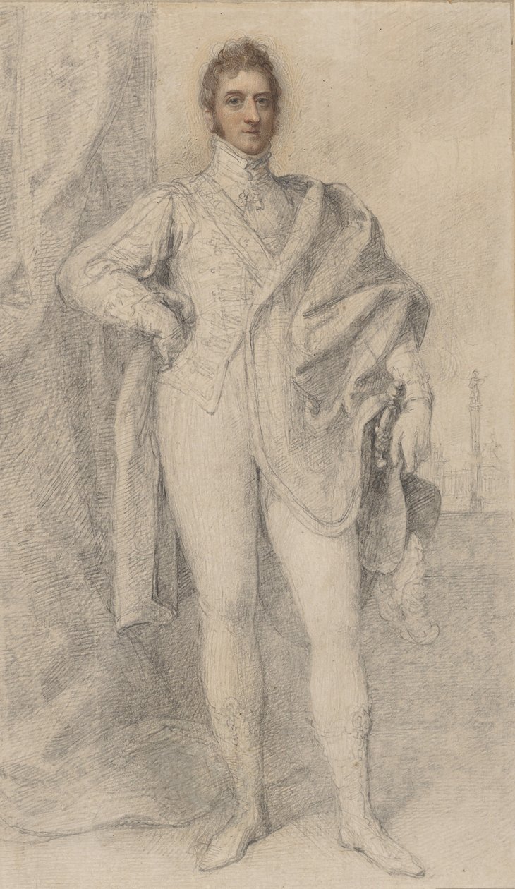 George, Marlborough 5. hercegének portréja Blenheimmel a távolban, 1817-21. alkotó: Richard Cosway