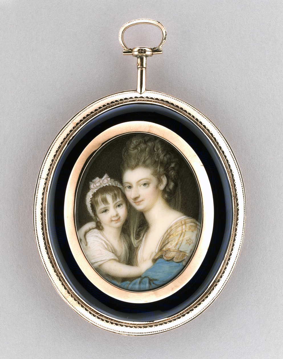 Egy anya és lánya portréja, 1765-70 körül (akvarell elefántcsonton, 9 ezer rózsaszín arany, haj és üveg) alkotó: Richard Cosway