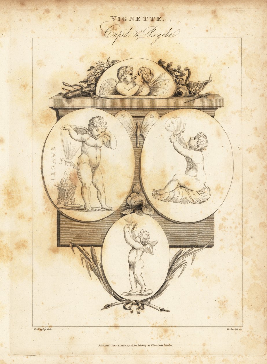 Ámort és Psychét ábrázoló drágakövek, 1812 (metszet) alkotó: Richard Dagley