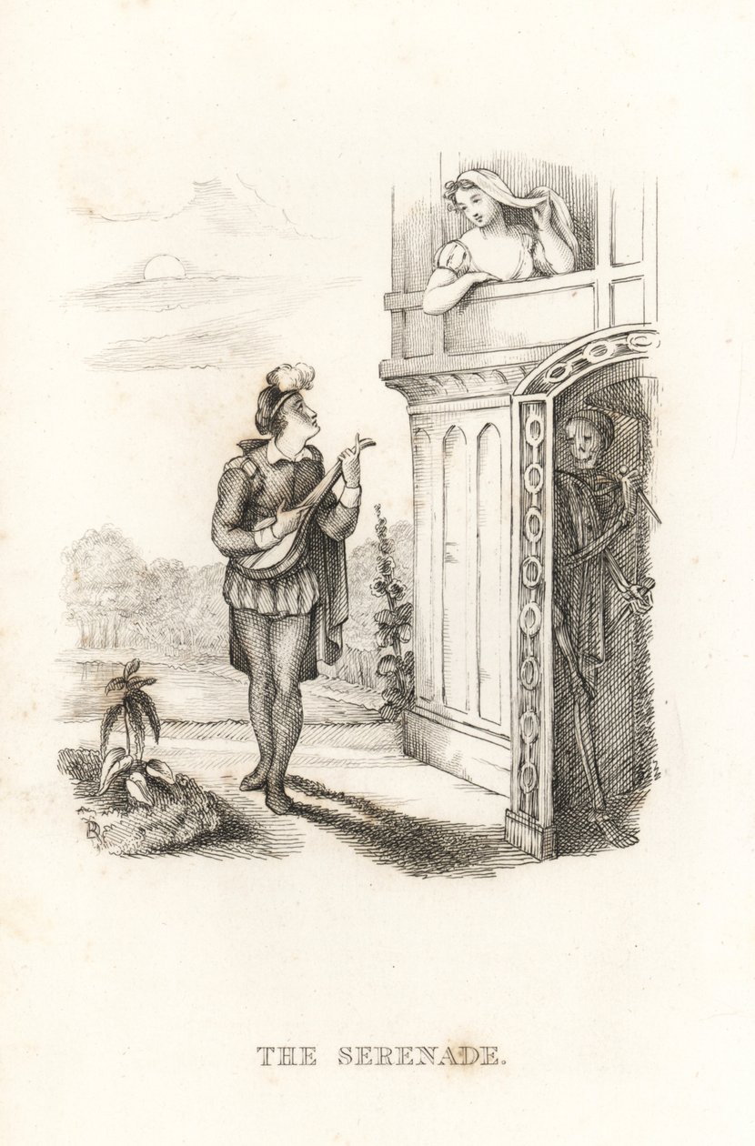 A Halál csontváza és egy lelkész. ,1827 (metszet) alkotó: Richard Dagley