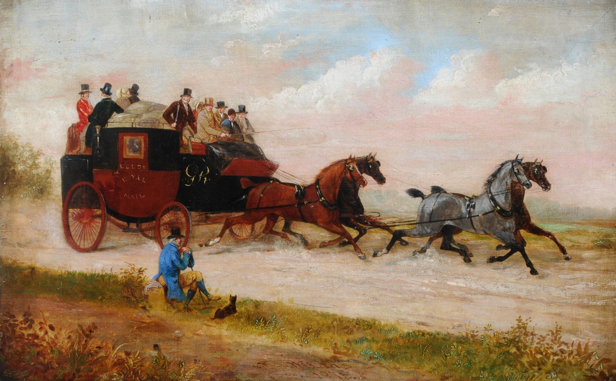 Leeds Royal Mail Coach, 1875 körül (olaj, vászon) alkotó: Richard Dodd Widdas