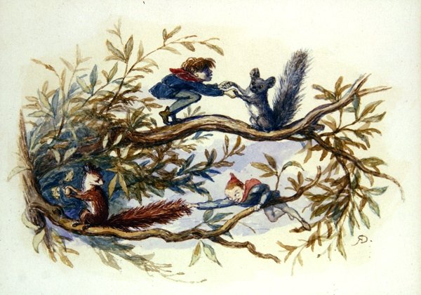 Goblinok és mókusok (akvarell papíron) alkotó: Richard Doyle